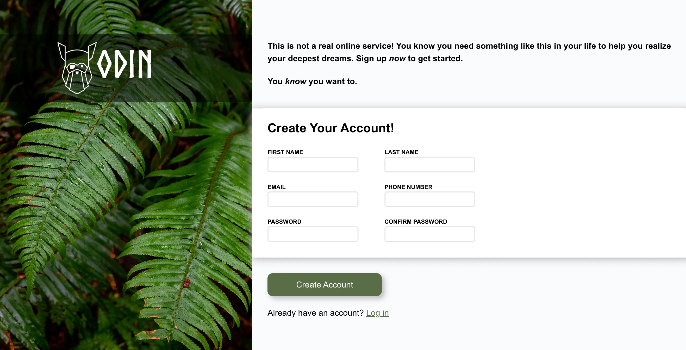 Odin Sign Up Form