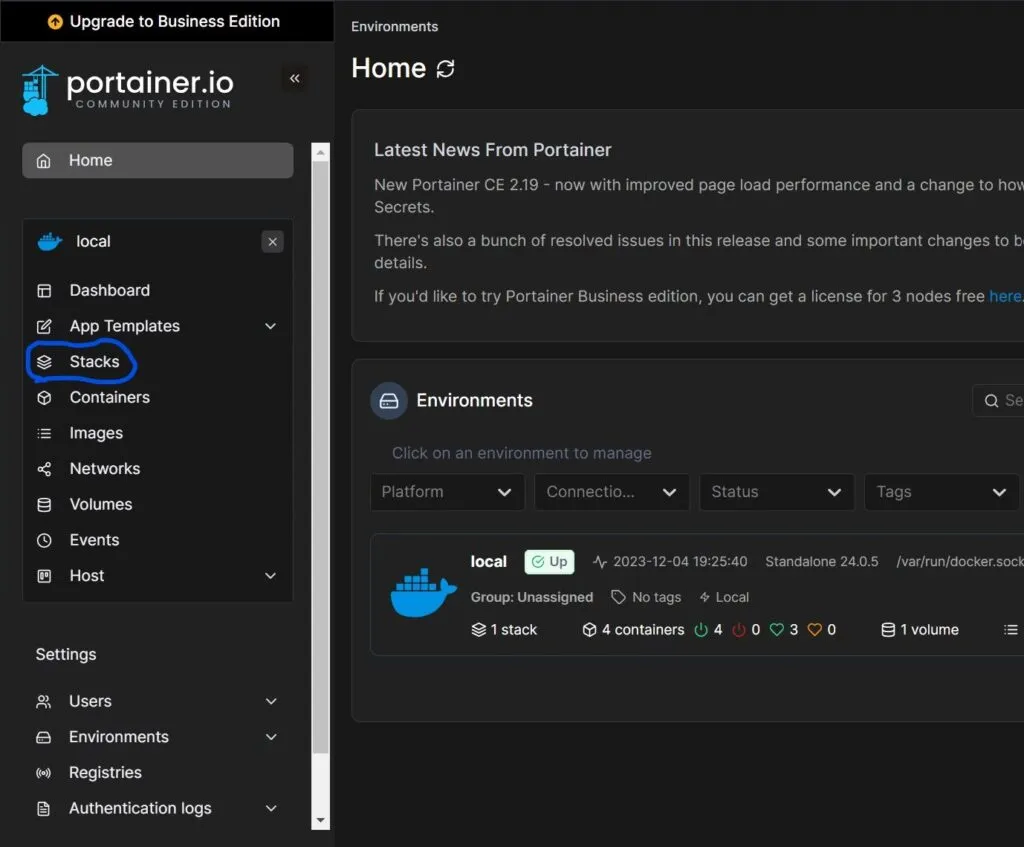 portainer web gui